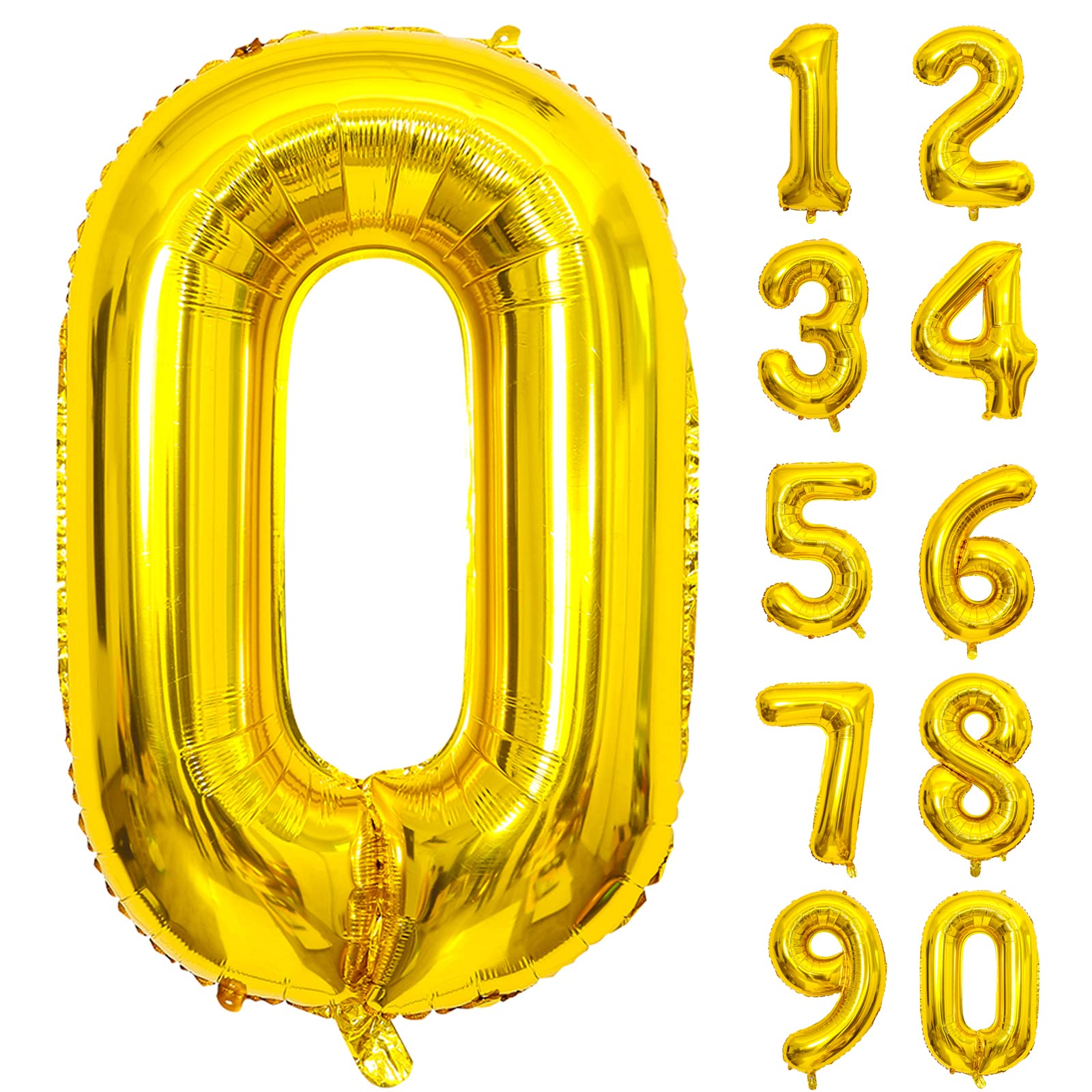 【送料無料】Lausatek バルーン アルミ風船 ゴールド 数字0 ナンバー 40インチ 大きい 誕生日 ハッピーバースデー 飾り付け ウェディング 記念日 パーティー 約90cm (数字0)