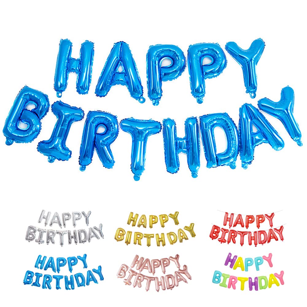 【送料無料】Lausatek 誕生日 飾り バルーン アルミ風船 HAPPY BIRTHDAY ハッピー バースデー 文字 飾り付け リボン付き ブルー