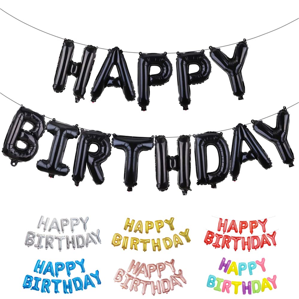 【送料無料】Lausatek 誕生日 飾り バルーン 風船セット HAPPY BIRTHDAY ハッピー バースデー 文字 飾り付け ブラック
