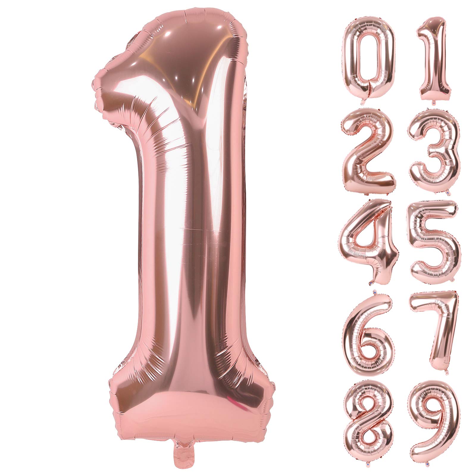 【送料無料】Lausatek バルーン アルミ風船 数字1 ナンバー 40インチ 大きい 誕生日 ハッピーバースデー 飾り付け 記念日 パーティー 約90cm ローズゴールド