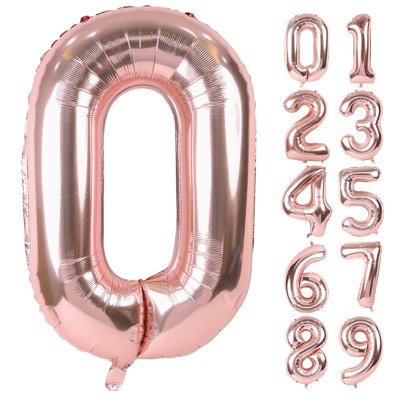 【送料無料】Lausatek バルーン アルミ風船 数字0 ナンバー 40インチ 大きい 誕生日 ハッピーバースデー 飾り付け 記念日 パーティー 約90cm ローズゴールド