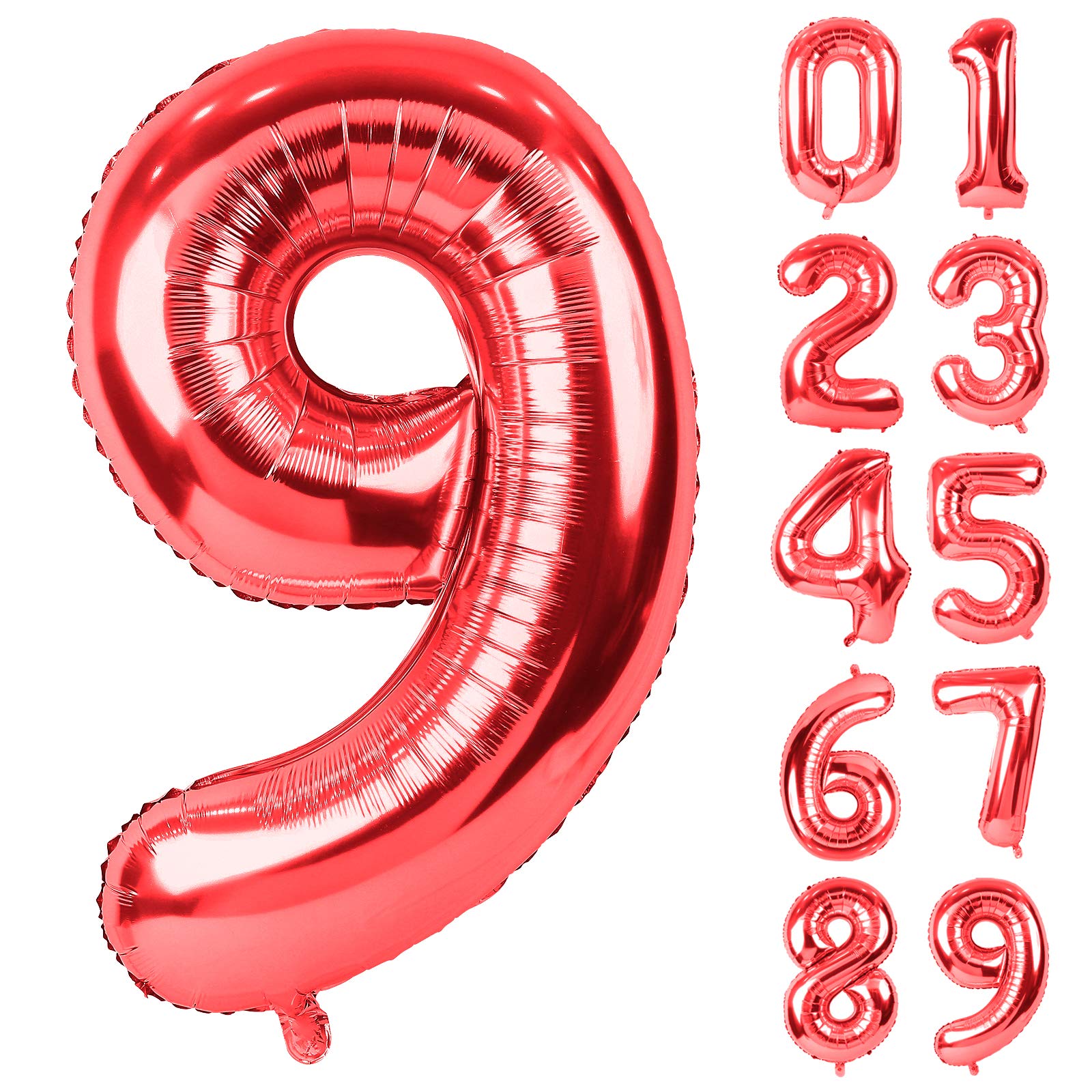 【送料無料】Lausatek バルーン アルミ風船 数字9 ナンバー 40インチ 大きい 誕生日 ハッピーバースデー 飾り付け 赤 記念日 パーティー 約90cm レッド