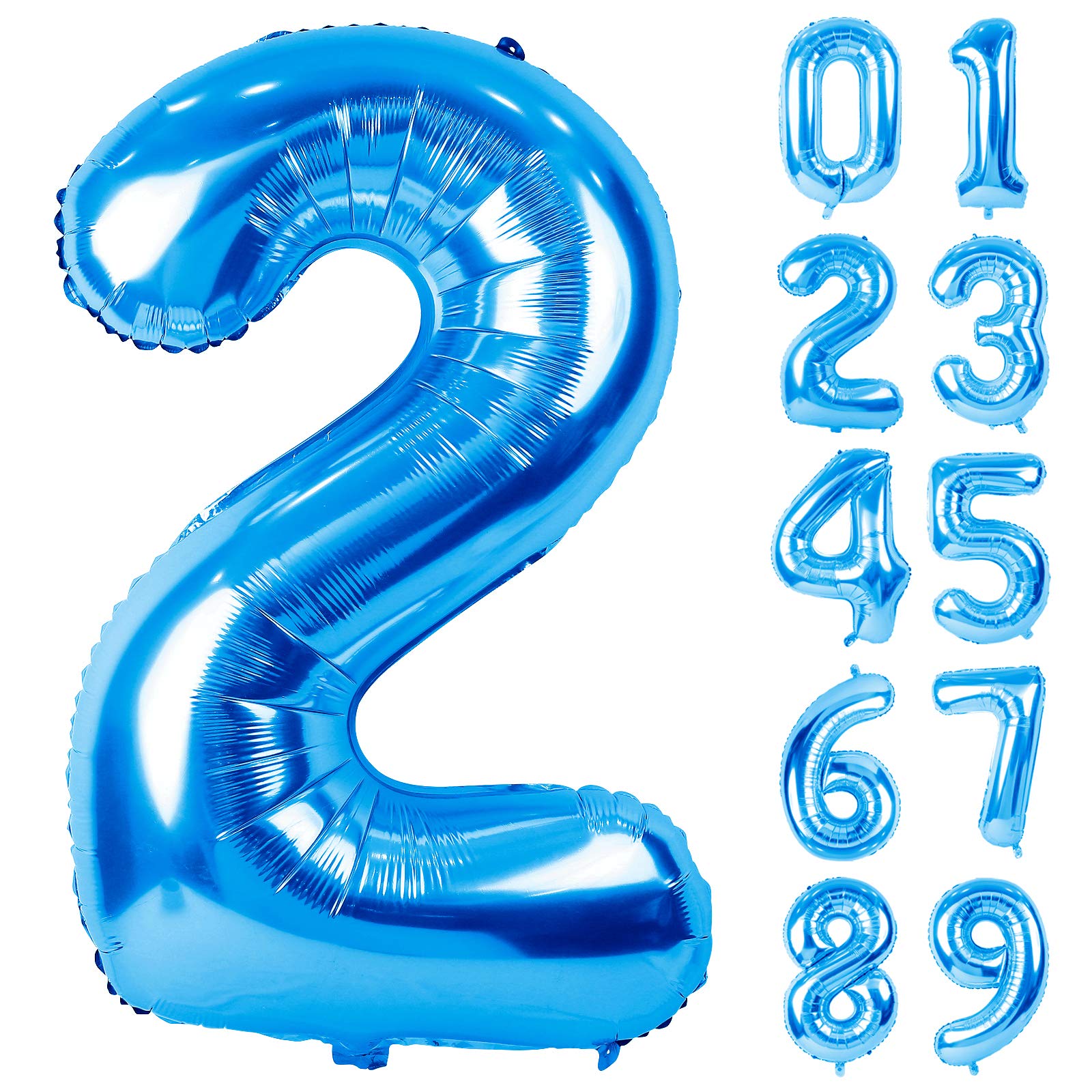 【送料無料】Lausatek バルーン アルミ風船 数字2 ナンバー 40インチ 大きい 誕生日 ハッピーバースデー 飾り付け 青 記念日 パーティー 約90cm ブルー