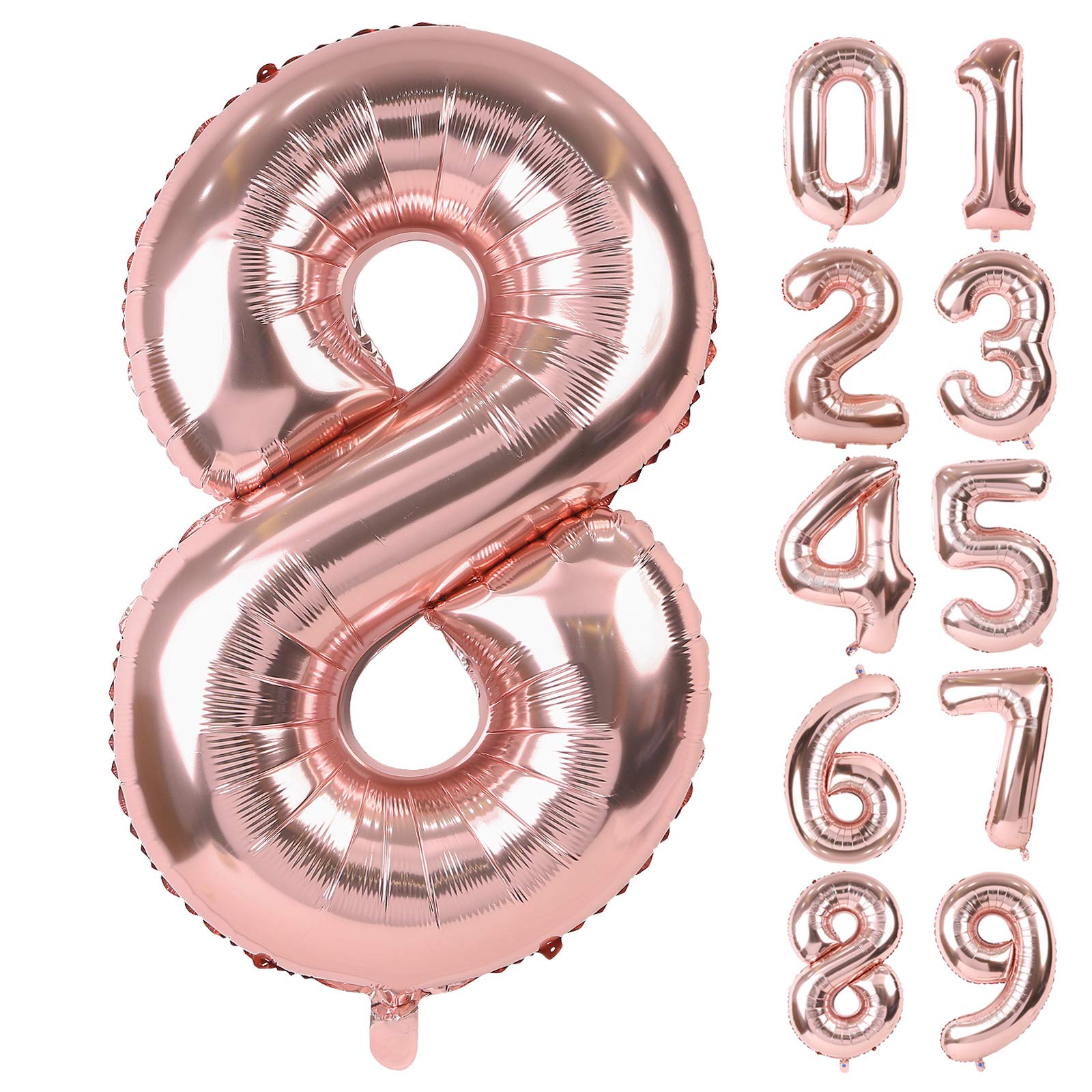 【送料無料】Lausatek バルーン アルミ風船 数字8 ナンバー 40インチ 大きい 誕生日 ハッピーバースデー 飾り付け 記念日 パーティー 約90cm ローズゴールド