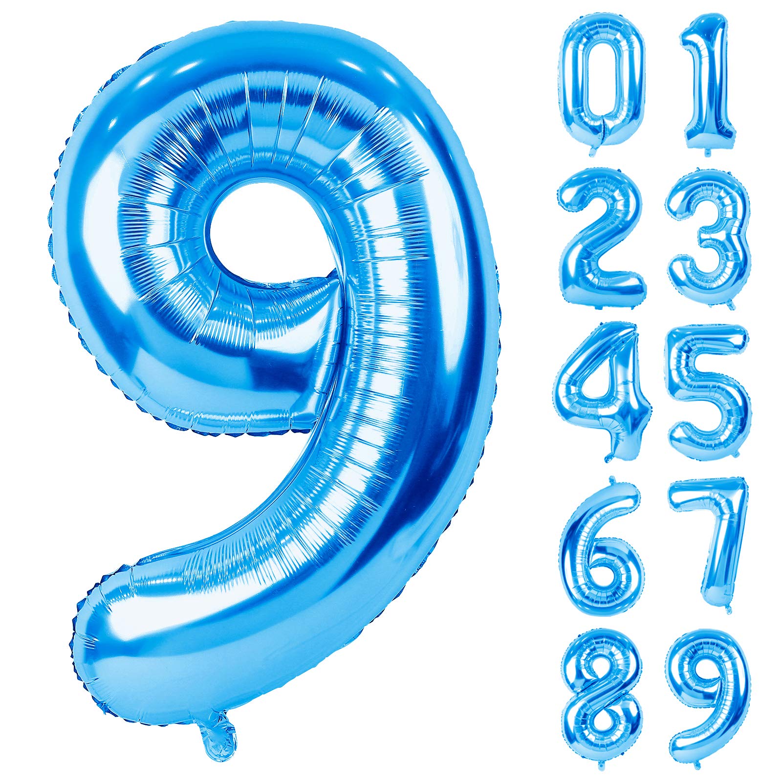 【送料無料】Lausatek バルーン アルミ風船 数字9 ナンバー 40インチ 大きい 誕生日 ハッピーバースデー 飾り付け 青 記念日 パーティー 約90cm ブルー