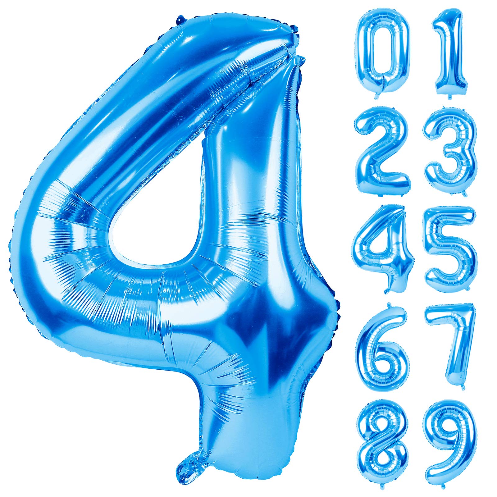 【送料無料】Lausatek バルーン アルミ風船 数字4 ナンバー 40インチ 大きい 誕生日 ハッピーバースデー 飾り付け 青 記念日 パーティー 約90cm ブルー