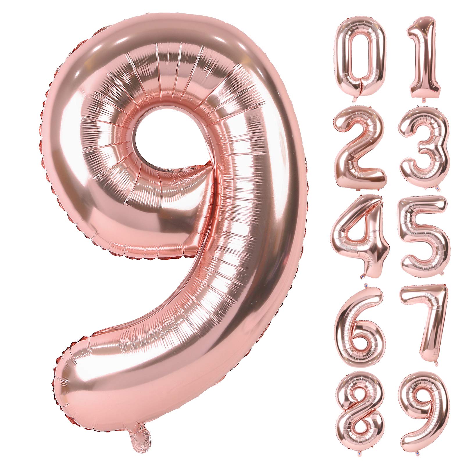 【送料無料】Lausatek バルーン アルミ風船 数字9 ナンバー 40インチ 大きい 誕生日 ハッピーバースデー 飾り付け 記念日 パーティー 約90cm ローズゴールド