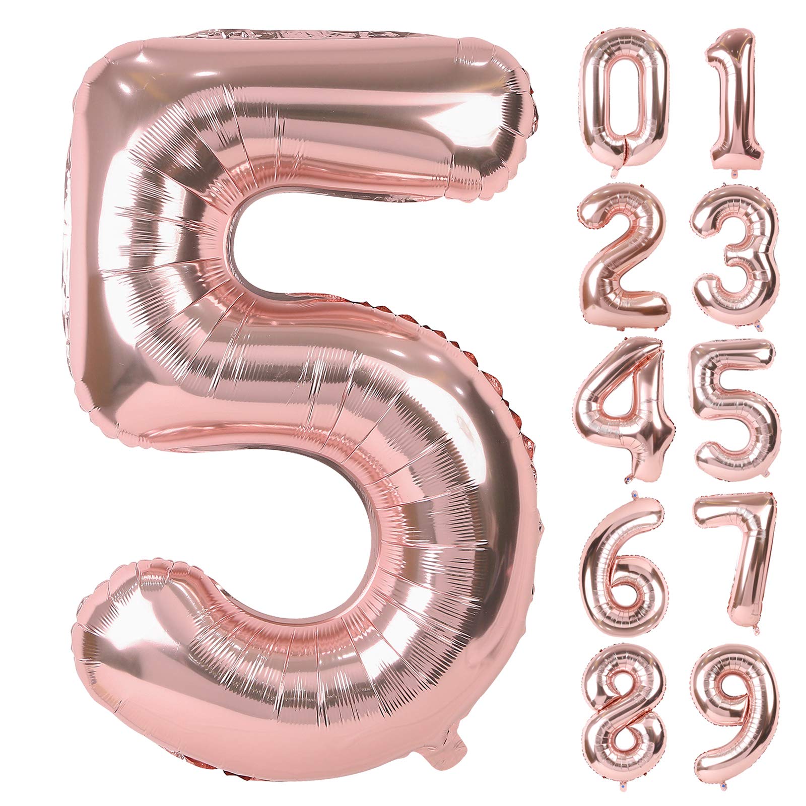 【送料無料】Lausatek バルーン アルミ風船 数字5 ナンバー 40インチ 大きい 誕生日 ハッピーバースデー 飾り付け 記念日 パーティー 約90cm ローズゴールド