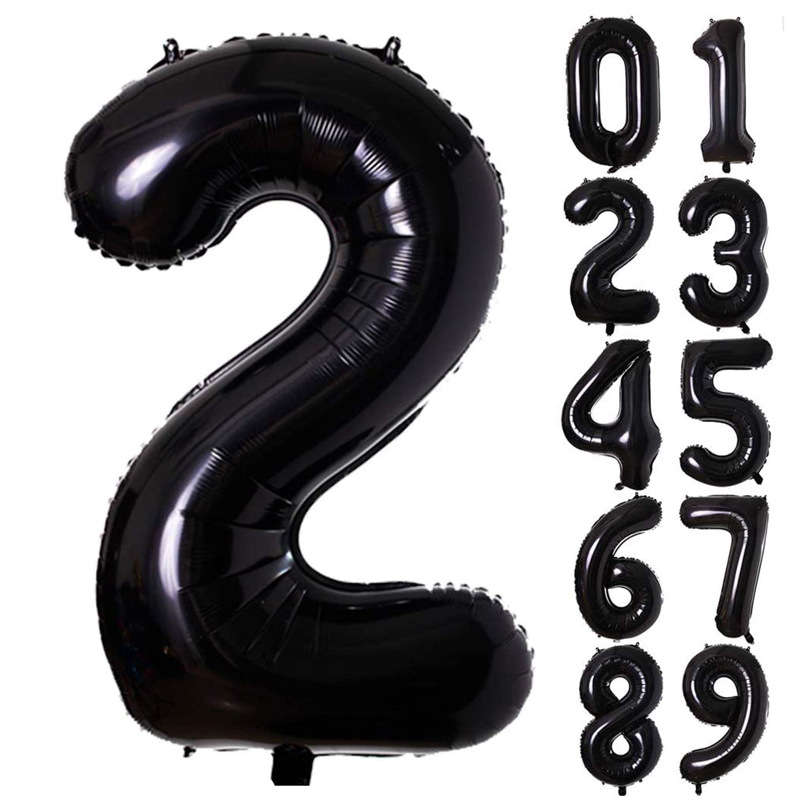 【送料無料】Lausatek バルーン アルミ風船 数字2 ナンバー 40インチ 大きい 誕生日 ハッピーバースデー 飾り付け ウェディング 記念日 パーティー 黒 約90cm ブラック