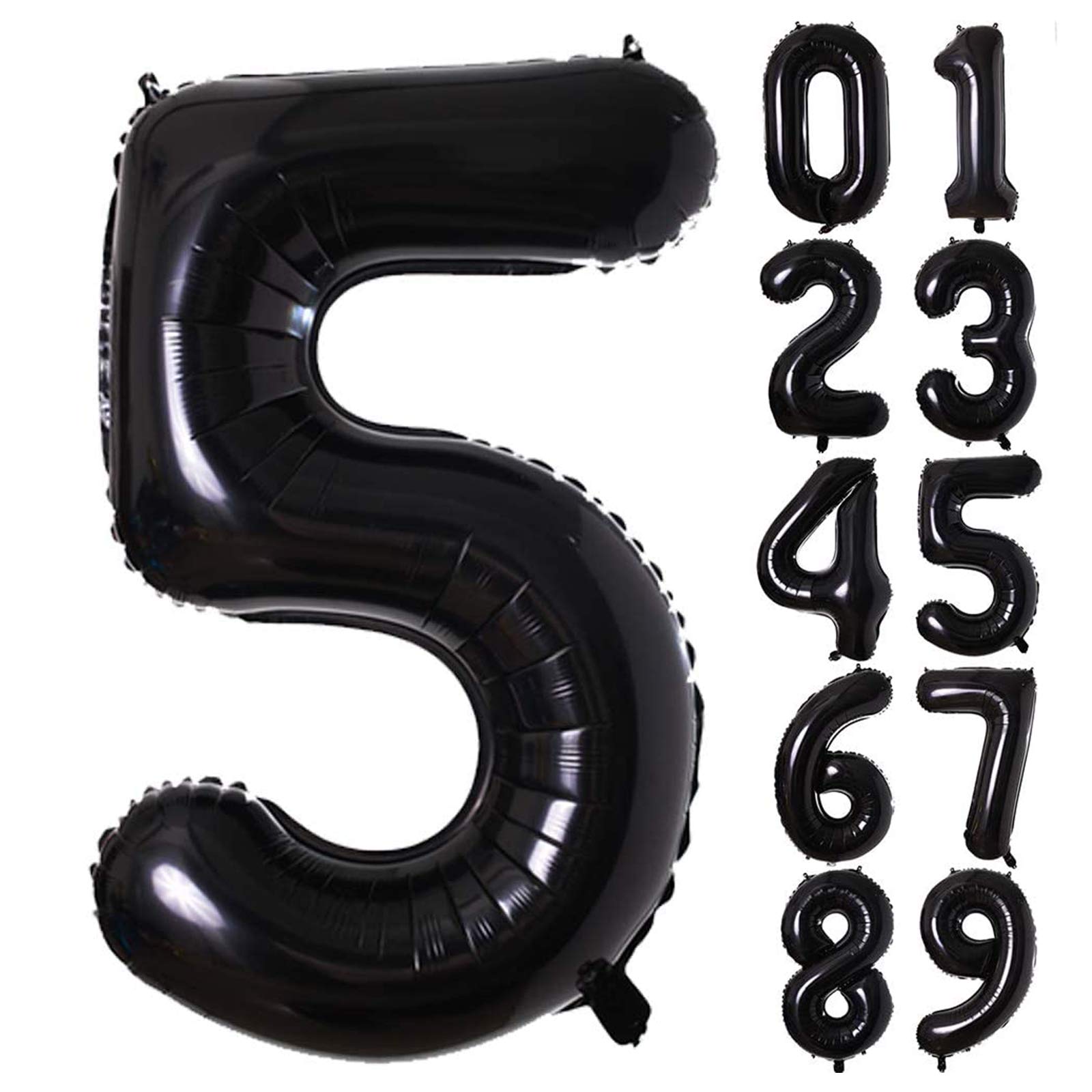 【送料無料】Lausatek バルーン アルミ風船 数字5 ナンバー 40インチ 大きい 誕生日 ハッピーバースデー 飾り付け ウェディング 記念日 パーティー 黒 約90cm ブラック