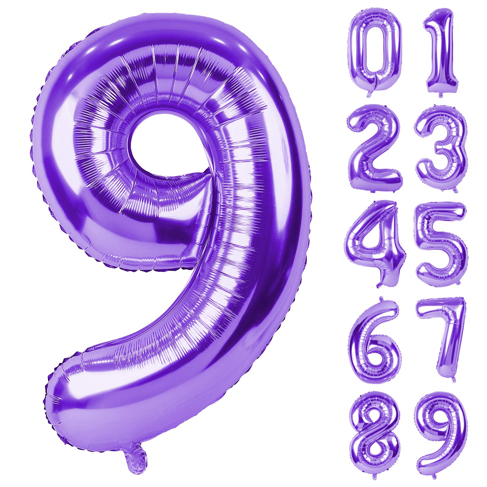 【送料無料】Lausatek バルーン アルミ風船 数字9 ナンバー 40インチ 大きい 誕生日 ハッピーバースデー 飾り付け ウェディング 記念日 パーティー 紫 約90cm パープル