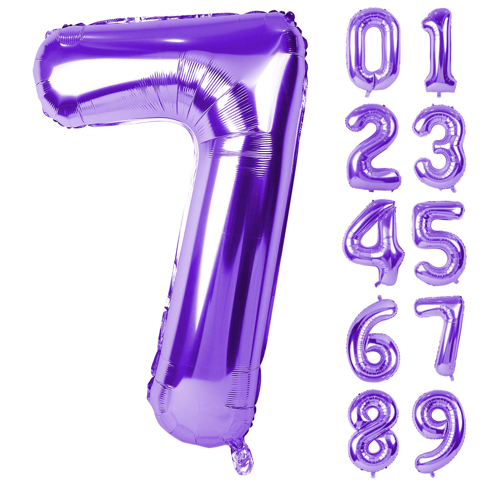 【送料無料】Lausatek バルーン アルミ風船 数字7 ナンバー 40インチ 大きい 誕生日 ハッピーバースデー 飾り付け ウェディング 記念日 パーティー 紫 約90cm パープル