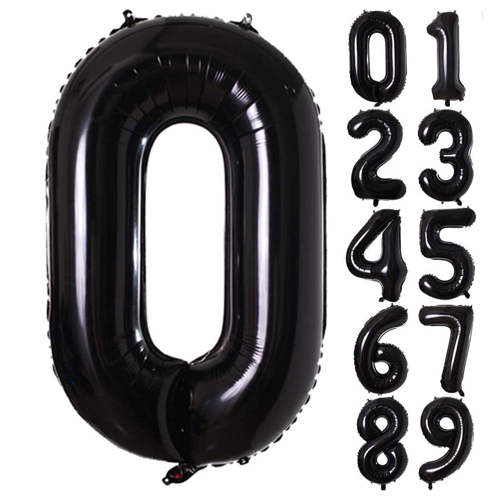 【送料無料】Lausatek バルーン アルミ風船 数字0 ナンバー 40インチ 大きい 誕生日 ハッピーバースデー 飾り付け ウェディング 記念日 パーティー 黒 約90cm ブラック