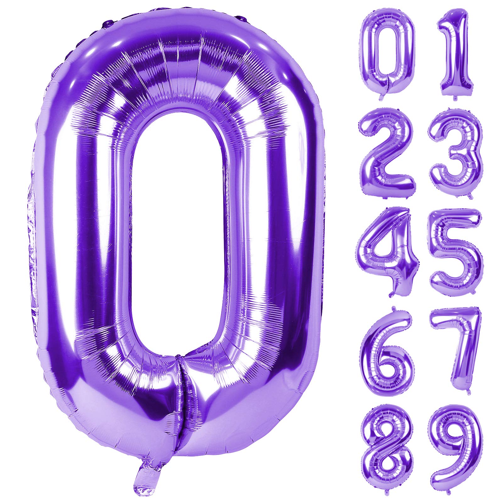 【送料無料】Lausatek バルーン アルミ風船 数字0 ナンバー 40インチ 大きい 誕生日 ハッピーバースデー 飾り付け ウェディング 記念日 パーティー 紫 約90cm パープル