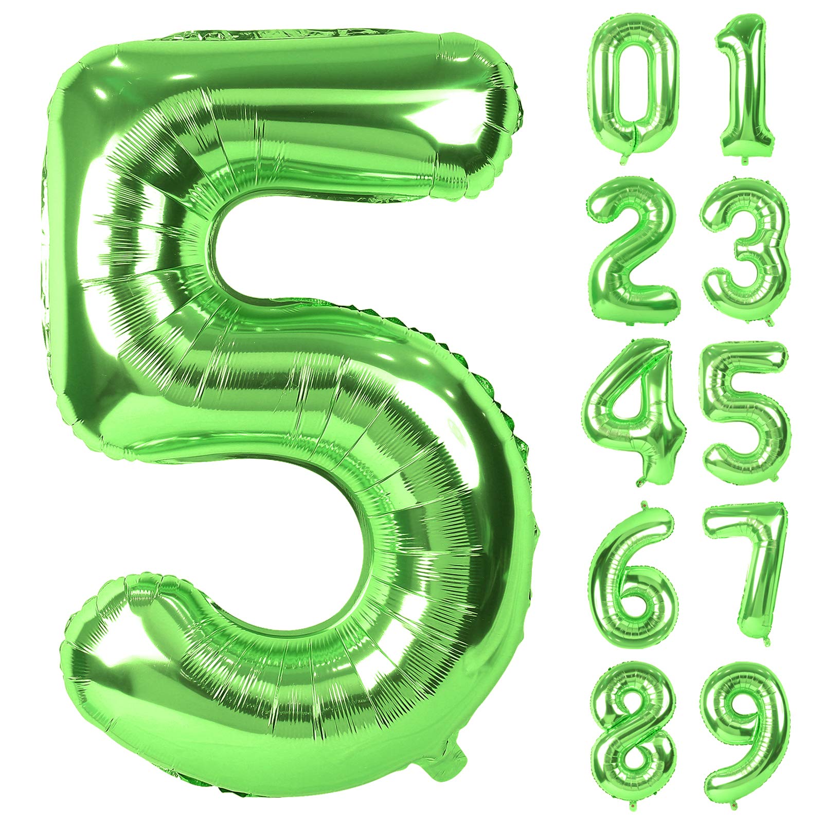 【送料無料】Lausatek バルーン アルミ風船 数字5 ナンバー 40インチ 大きい 誕生日 ハッピーバースデー 飾り付け ウェディング 記念日 パーティー 緑 約90cm グリーン