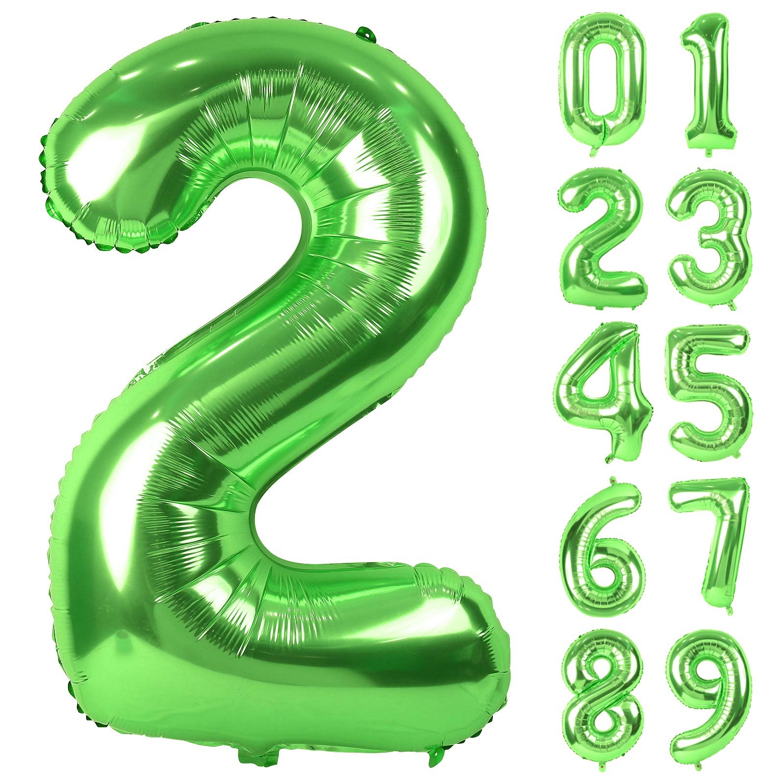 【送料無料】Lausatek バルーン アルミ風船 数字2 ナンバー 40インチ 大きい 誕生日 ハッピーバースデー 飾り付け ウェディング 記念日 パーティー 緑 約90cm グリーン