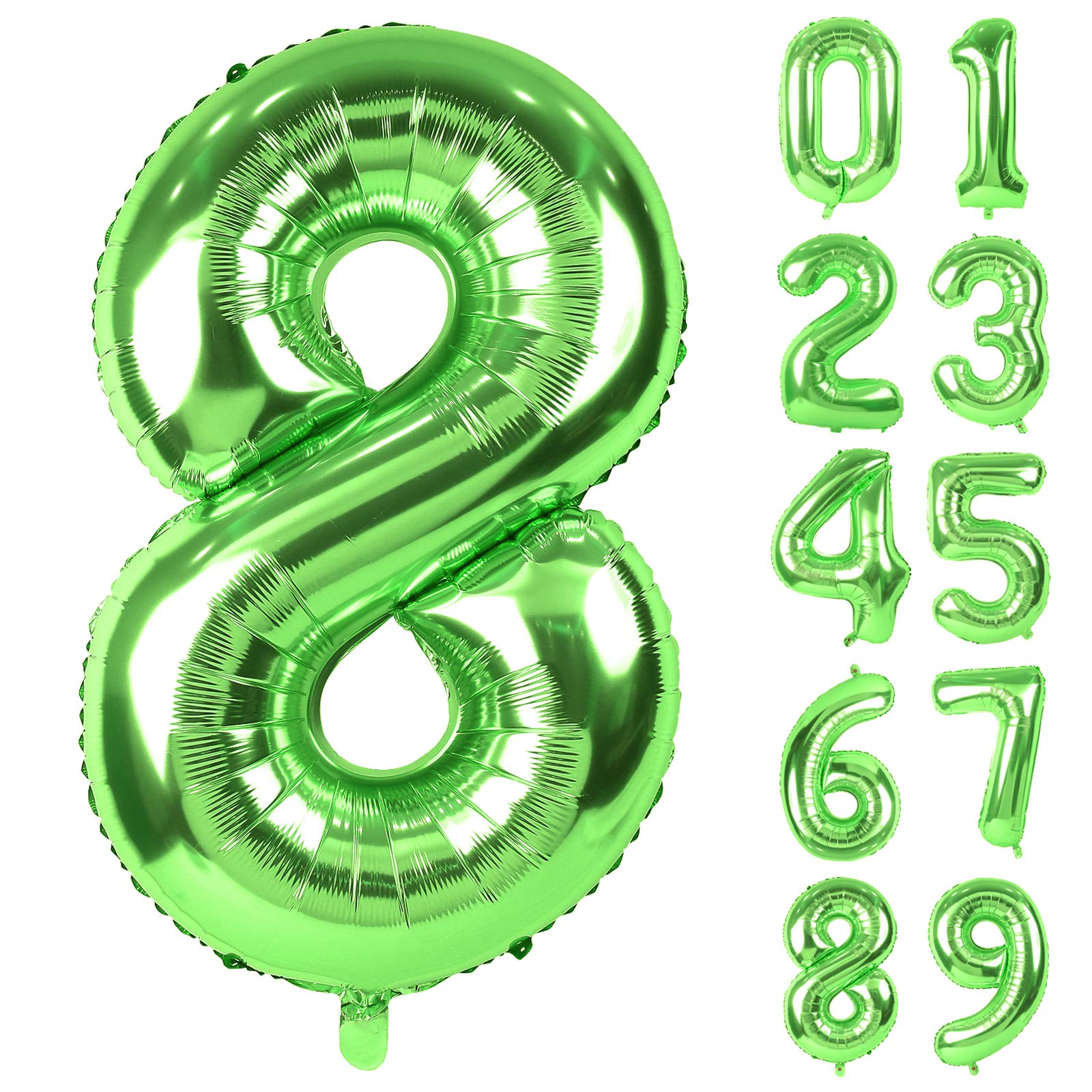 【送料無料】Lausatek バルーン アルミ風船 数字8 ナンバー 40インチ 大きい 誕生日 ハッピーバースデー 飾り付け ウェディング 記念日 パーティー 緑 約90cm グリーン