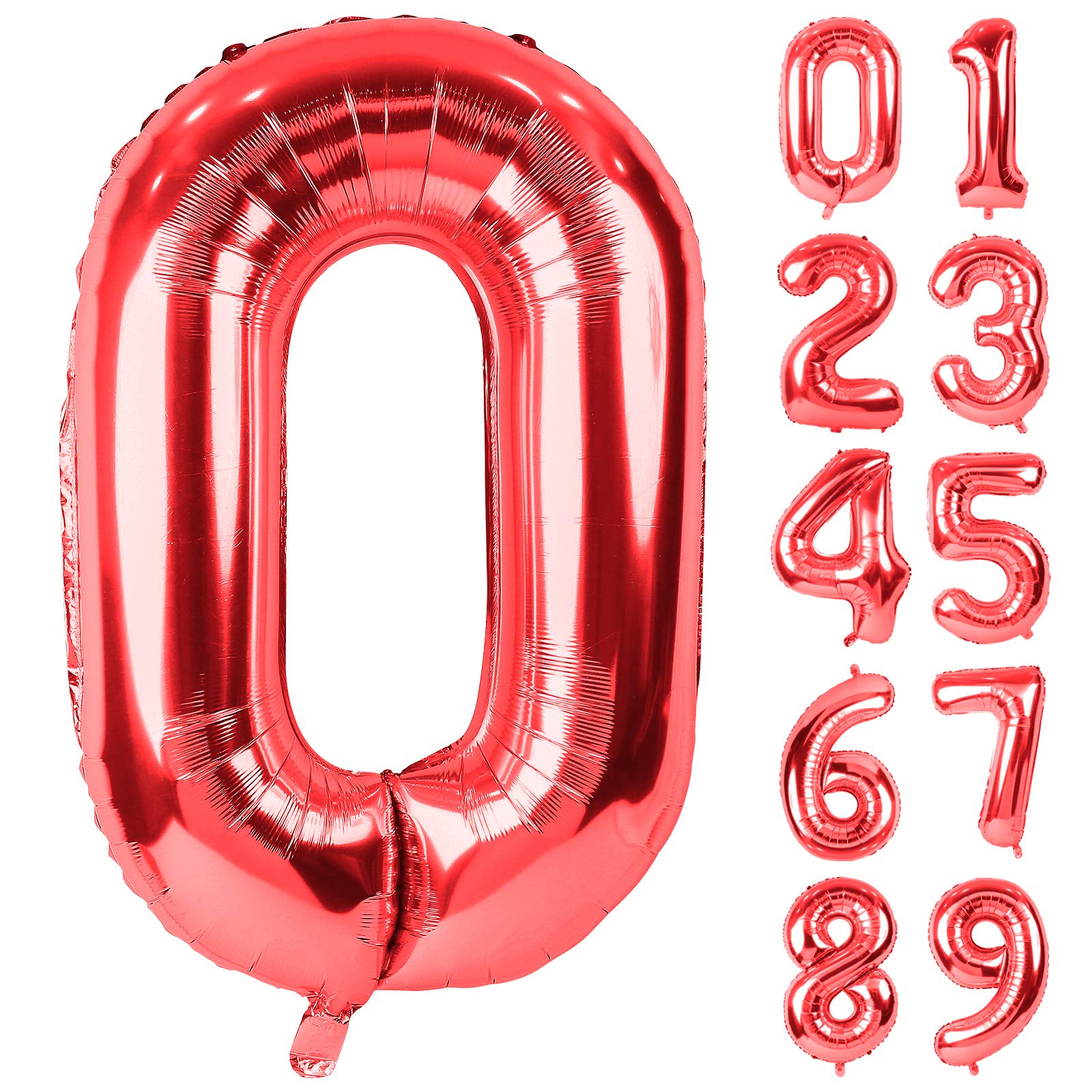【送料無料】Lausatek バルーン アルミ風船 数字0 ナンバー 40インチ 大きい 誕生日 ハッピーバースデー 飾り付け 赤 記念日 パーティー 約90cm レッド