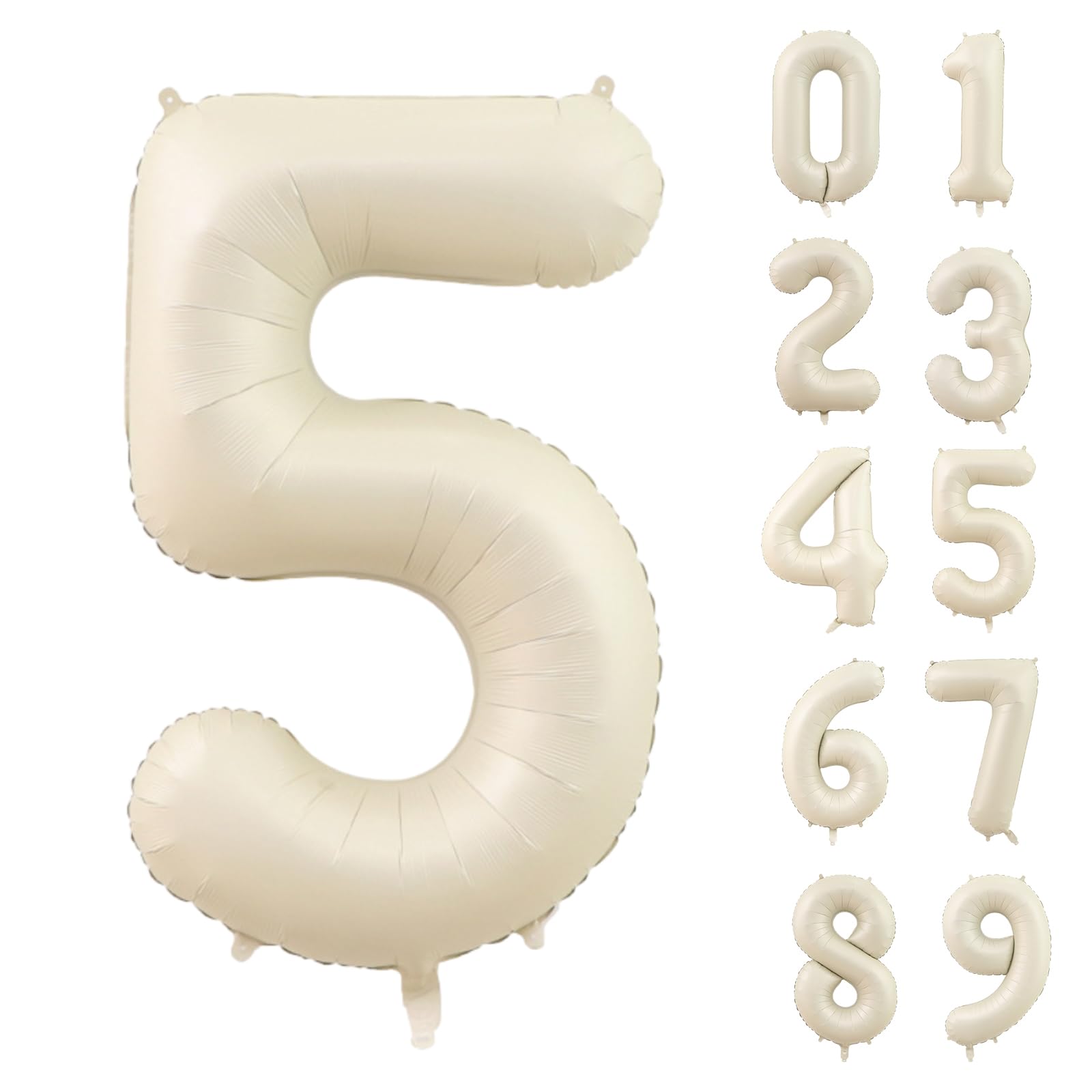 【送料無料】Lausatek バルーン アルミ風船 数字5 ナンバー 40インチ 大きい 誕生日 ハッピーバースデー 飾り付け ウェディング 記念日 パーティー 白 約90cm くすみホワイト