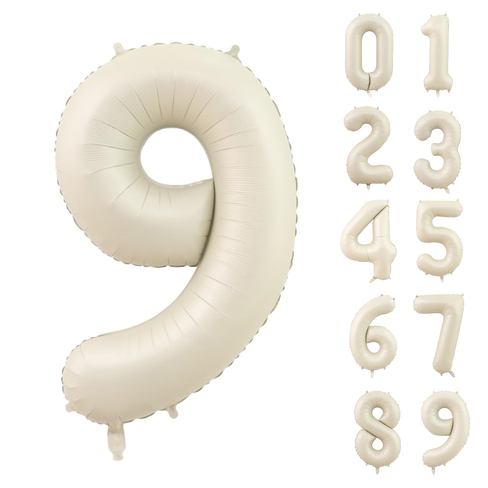【送料無料】Lausatek バルーン アルミ風船 数字9 ナンバー 40インチ 大きい 誕生日 ハッピーバースデー 飾り付け ウェディング 記念日 パーティー 白 約90cm くすみホワイト