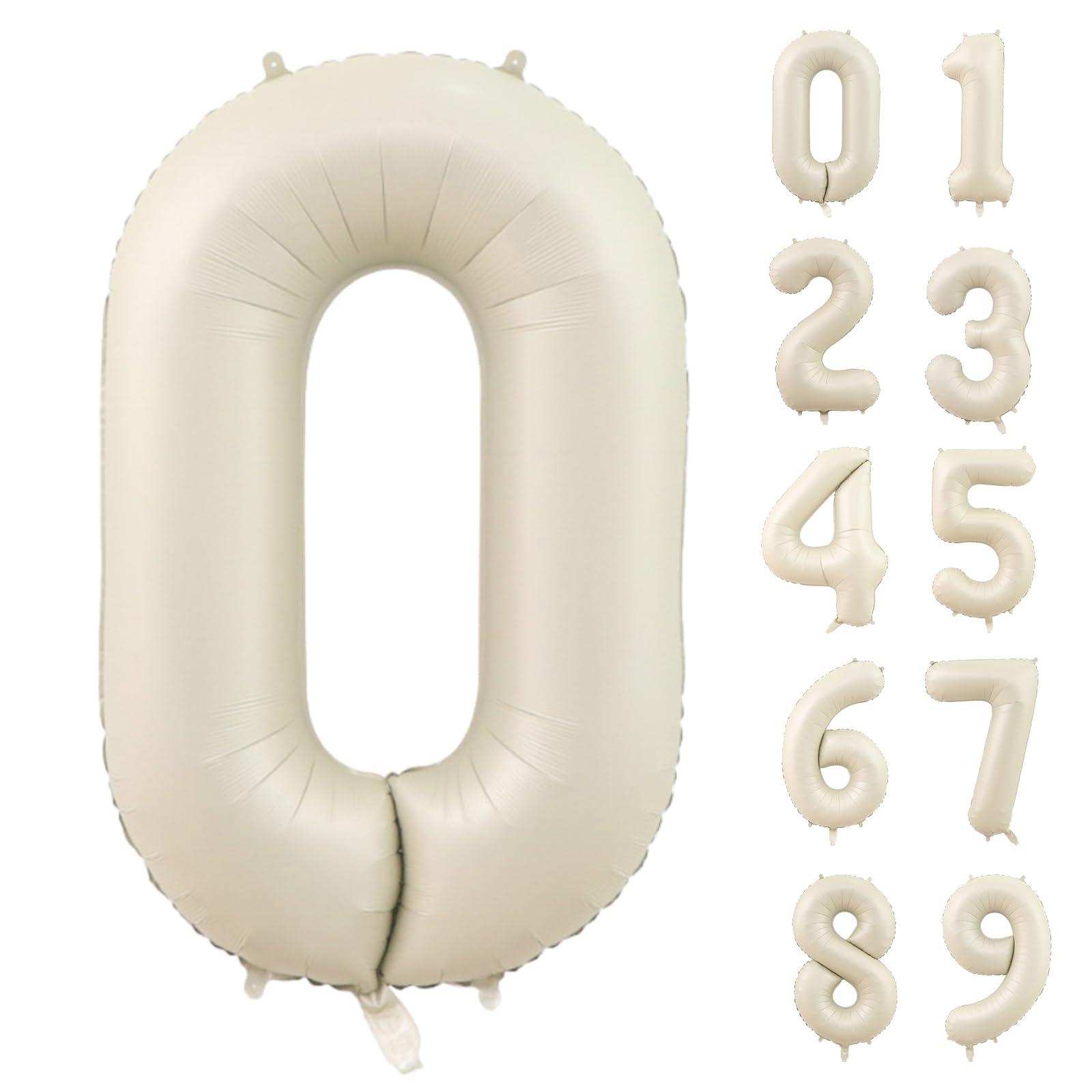 【送料無料】Lausatek バルーン アルミ風船 数字0 ナンバー 40インチ 大きい 誕生日 ハッピーバースデー 飾り付け ウェディング 記念日 パーティー 白 約90cm くすみホワイト