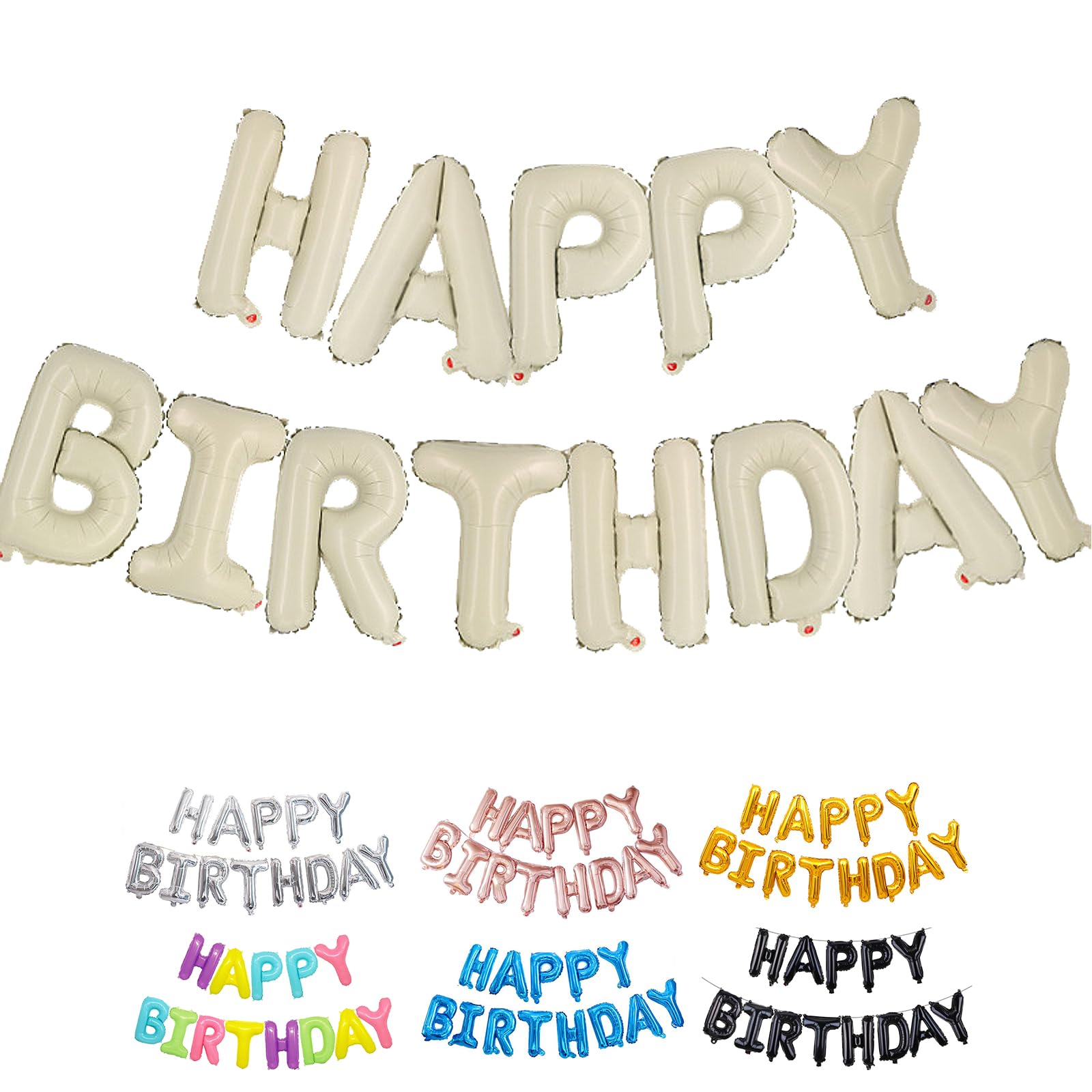 【送料無料】Lausatek 誕生日 飾り バルーン 風船セット HAPPY BIRTHDAY ハッピー バースデー 文字 飾り付け くすみホワイト