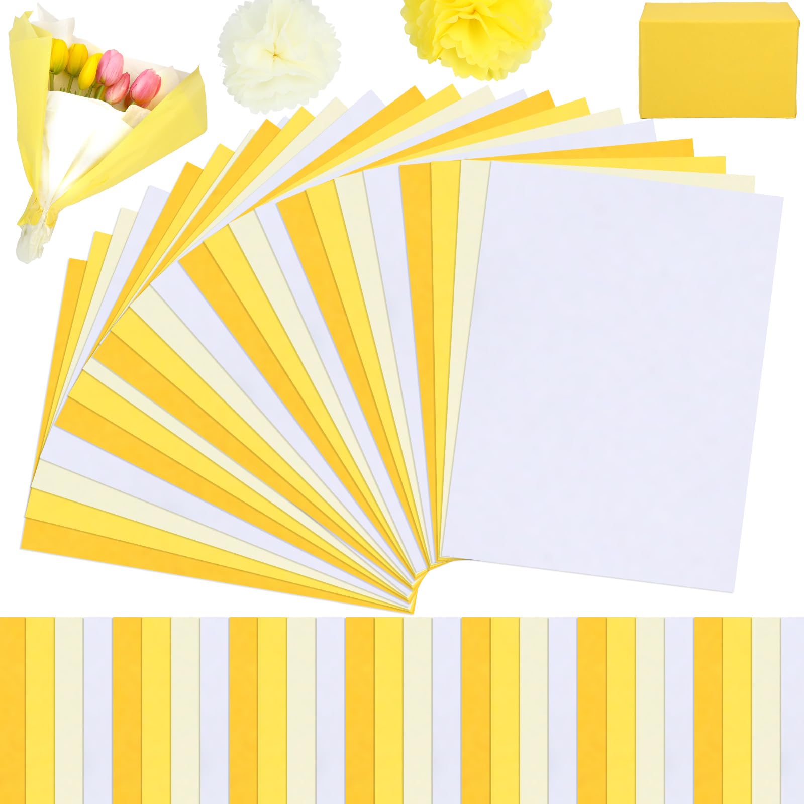 【送料無料】METBOU お花紙 薄葉紙 120枚 おはながみ 黄色 大判 ラッピングペーパー ラッピング 紙 包装紙 ペーパーフラワー 紙 ペーパーポンポン ラッピングペーパー 35cm×50cm