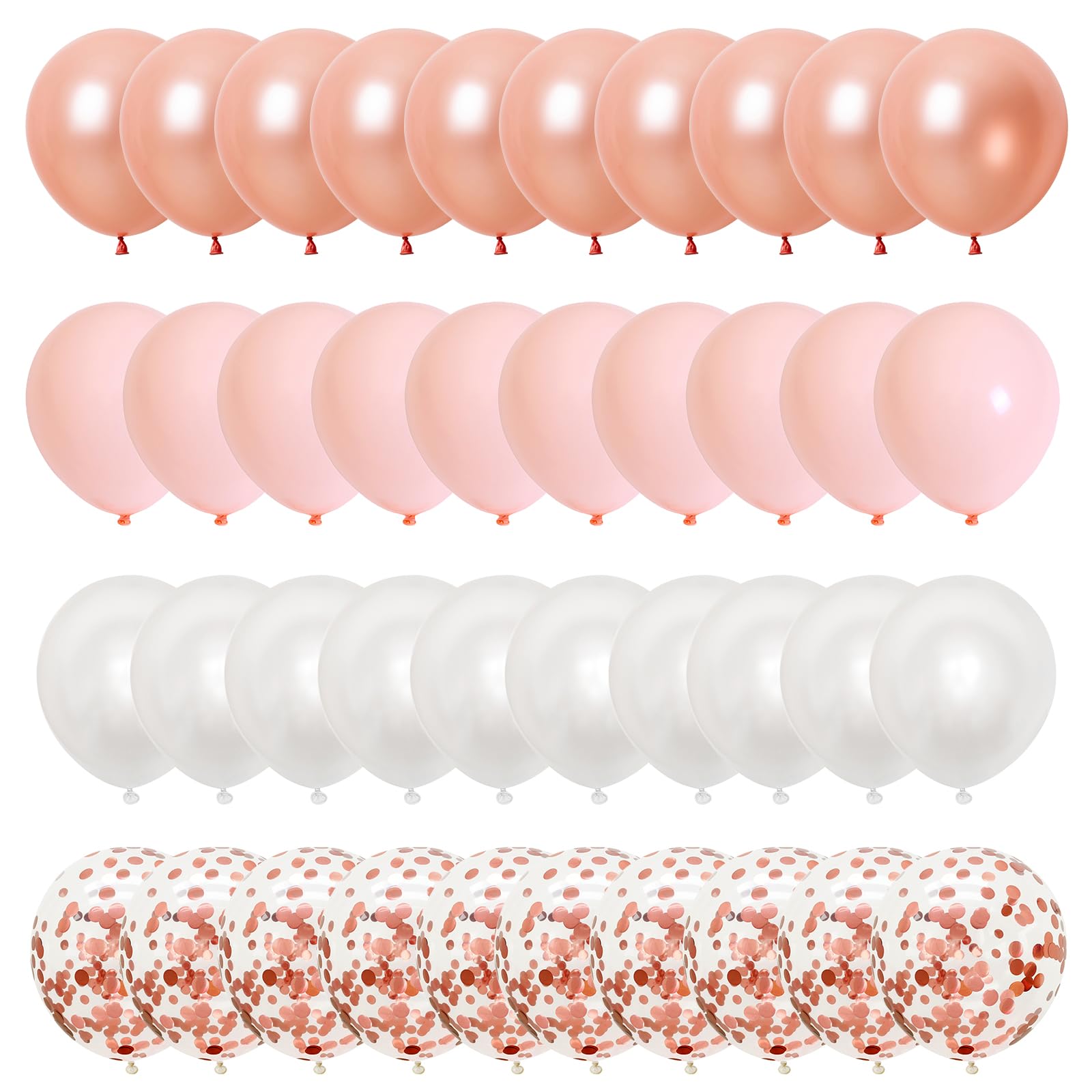 【送料無料】Lausatek バルーン 風船 40個 きらきら紙吹雪風船 飾り 装飾 誕生日 バースデー パーティー 結婚式 サプライ ズ お祝い イベント ローズピンク