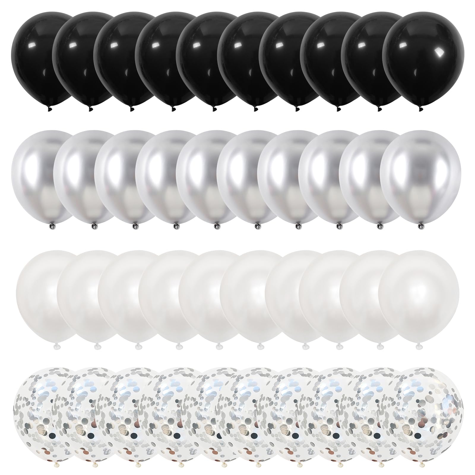 【送料無料】Lausatek バルーン 風船 40個 きらきら紙吹雪風船 飾り 装飾 誕生日 バースデー パーティー 結婚式 サプライ ズ お祝い イベント ブラック