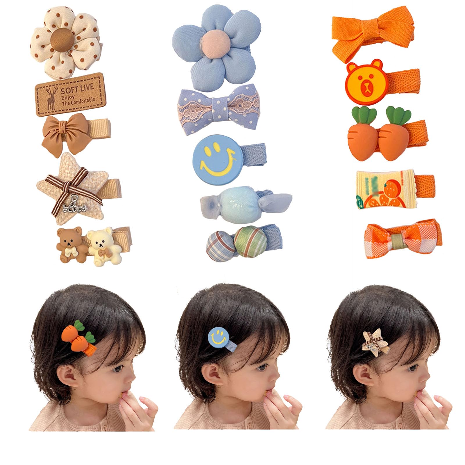 【送料無料】QuickYen 子供 ベビー ヘアクリップ 15個セット キッズ ヘアピン ヘアアクセサリー 前髪ク..