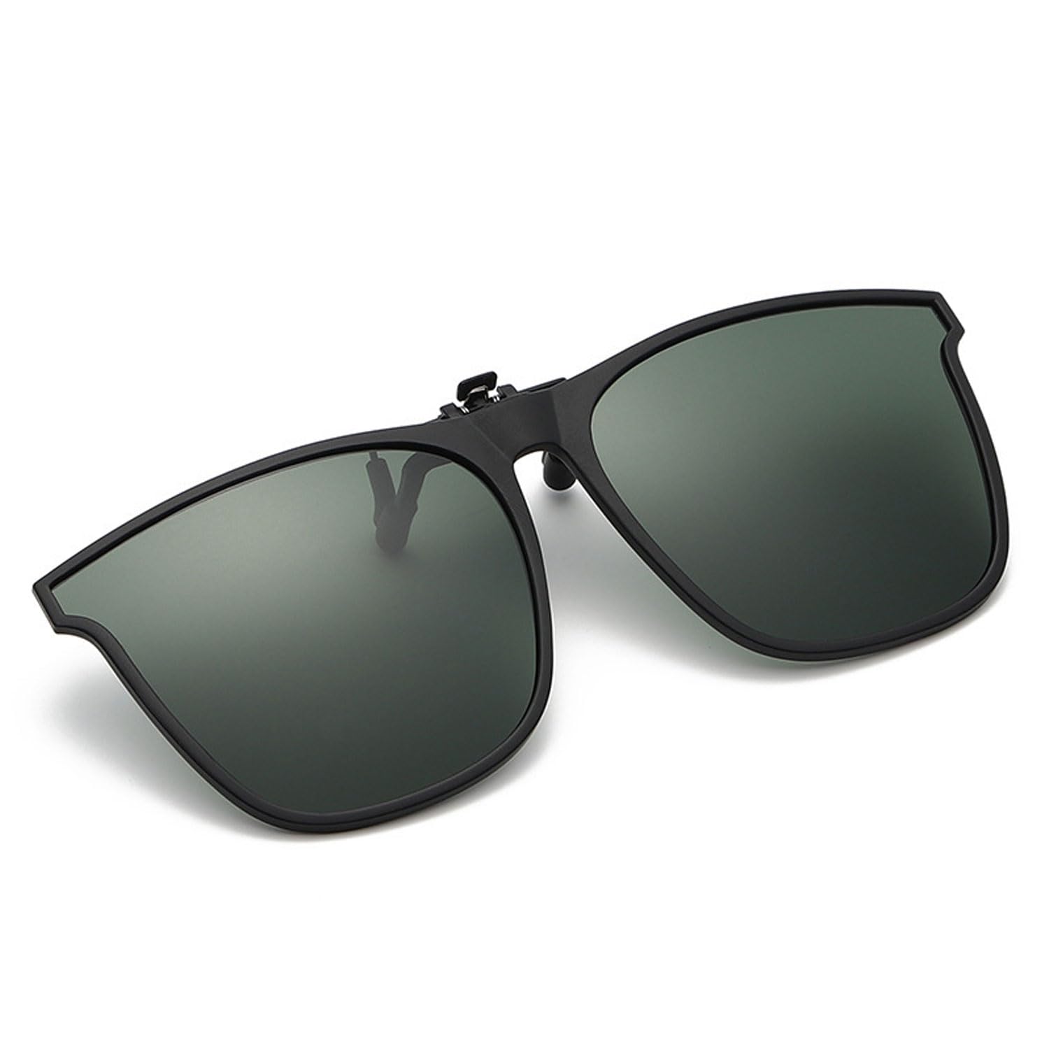 【送料無料】[Whatif] サングラス クリップオン UV400サングラス メガネにつける 前掛け偏光レンズ 前掛けクリップ式 男女兼用 屋外の活動用 (グリーン)