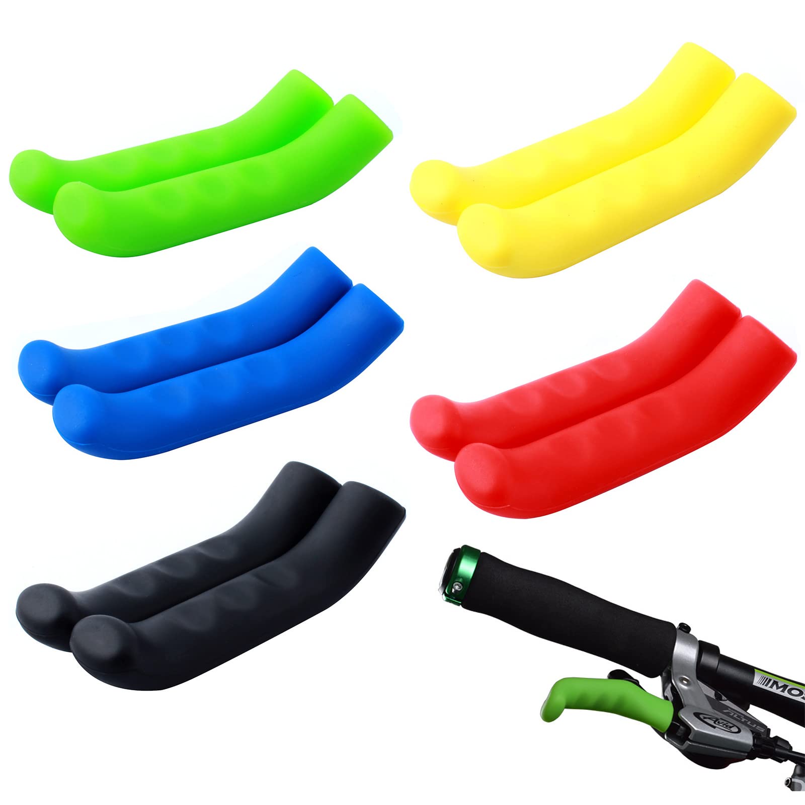 【送料無料】SHULLIN 5ペア シリコン製ブレーキレバーカバー ブレーキハンドルシリコンスリーブ 自転車ブレーキレバーグリッププロテクターカバー 自転車用固定ギアブレーキレバー保護カバー 自転車ブレーキレバースリーブ MTBやクロスバイクに(5色)