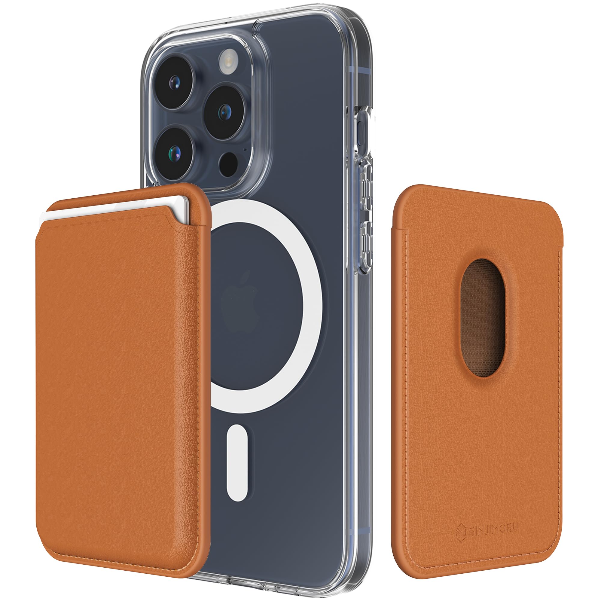 【送料無料】【人気カラーシリーズ新登場】Sinjimoru Magsafe対応 ヴィーガンレザーカードウォレット、強力磁力 3枚収納 カード収納可能 固定クリップ内蔵 背面マグネットカードホルダー iPhone 16 Pro Plus Promax iPhone 15/14/13/12シリーズ対応 マグネットカードポケ