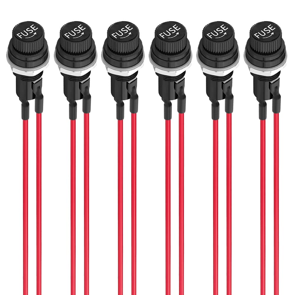 【送料無料】KILIGEN 6個 5 x 20mm 配線済みヒューズホルダー、AC 10A 250V ブラック スクリューキャッ..