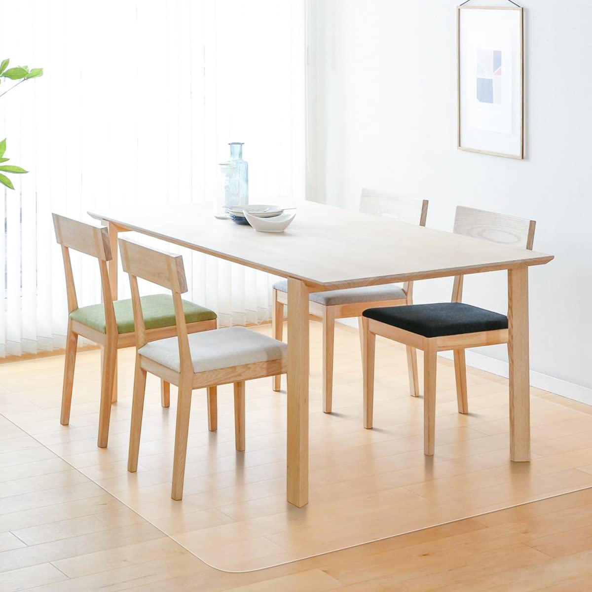 【送料無料】【拭くだけ】ダイニングマット 透明 170×220cm クリアマット 1.5mm厚 拭ける PVCマット 床暖房対応 お手入れ簡単 キッチマット ソフト エンボス加工 カットできる サラっとした手触り 清潔 ハードフロア/畳/フローリング対応