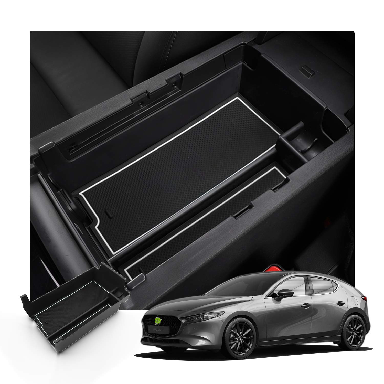 【送料無料】【RUIYA】マツダ3 ファストバック BP系 センターコンソール 小物入れトレイmazda3 コンソールトレイ 車種専用 車内収納ボックス カーアクセサリー 内装パーツ マツダ3 コンソールボックス ラバーマット付き