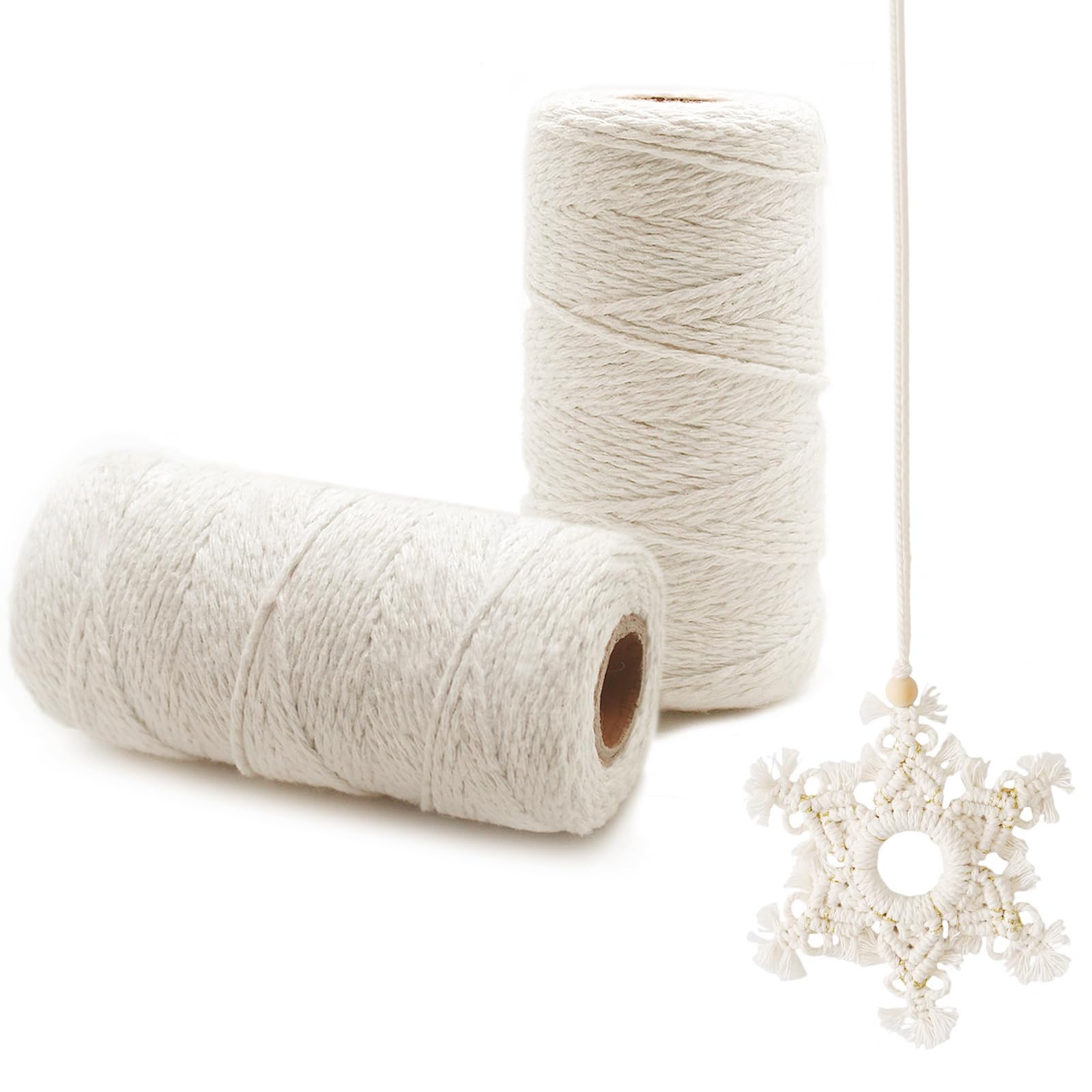 【送料無料】登場 Benvo マクラメロープ 紐 糸 ナチュラルコットン マクラメ糸 マクラメ編み 直径2mm 1..