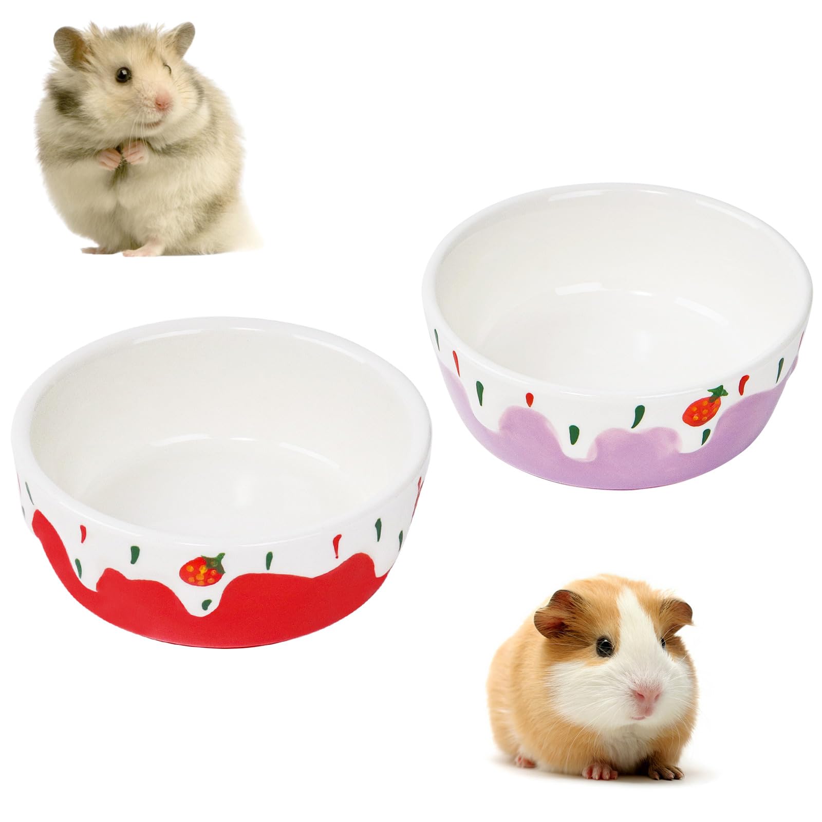 【送料無料】IRRVIN 2個入り ハムスター 餌入れ 食器 小動物用 陶器製 かわいいえさ皿 小動物 皿 ペッ..
