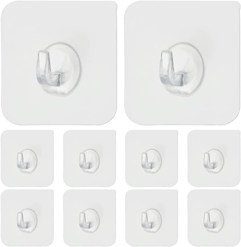 【送料無料】壁掛けフック（10個入り）粘着フック 透明フック 強力フック 強力ウォールフック 壁フック..