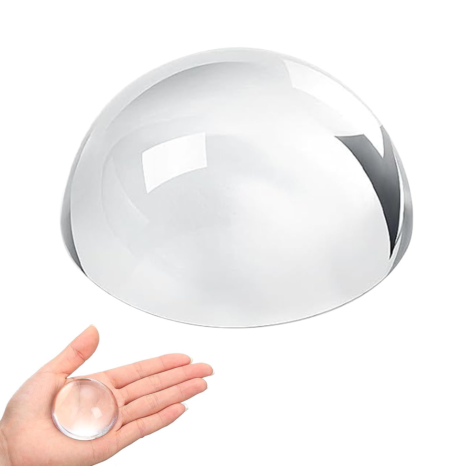 【送料無料】EsiFare ペーパーウェイト 文鎮 透明 半球型 直径5.5cm ガラス製 拡大鏡 書道練習用 手芸..