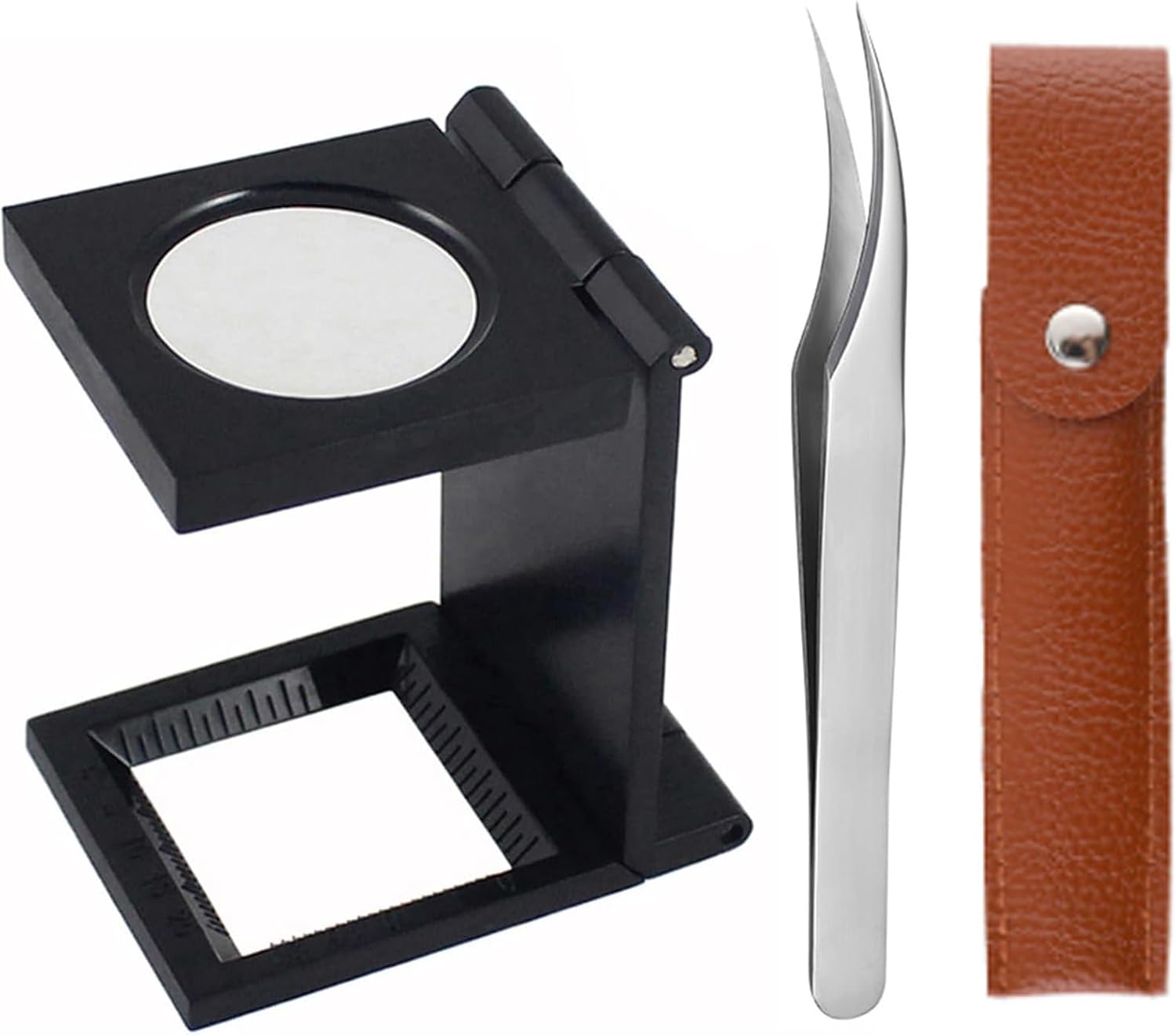 【送料無料】YUWENW 刺抜き とげ抜き 折りたたみ式スタンド縞見ルーペ ピンセット リネンテスター ルー..