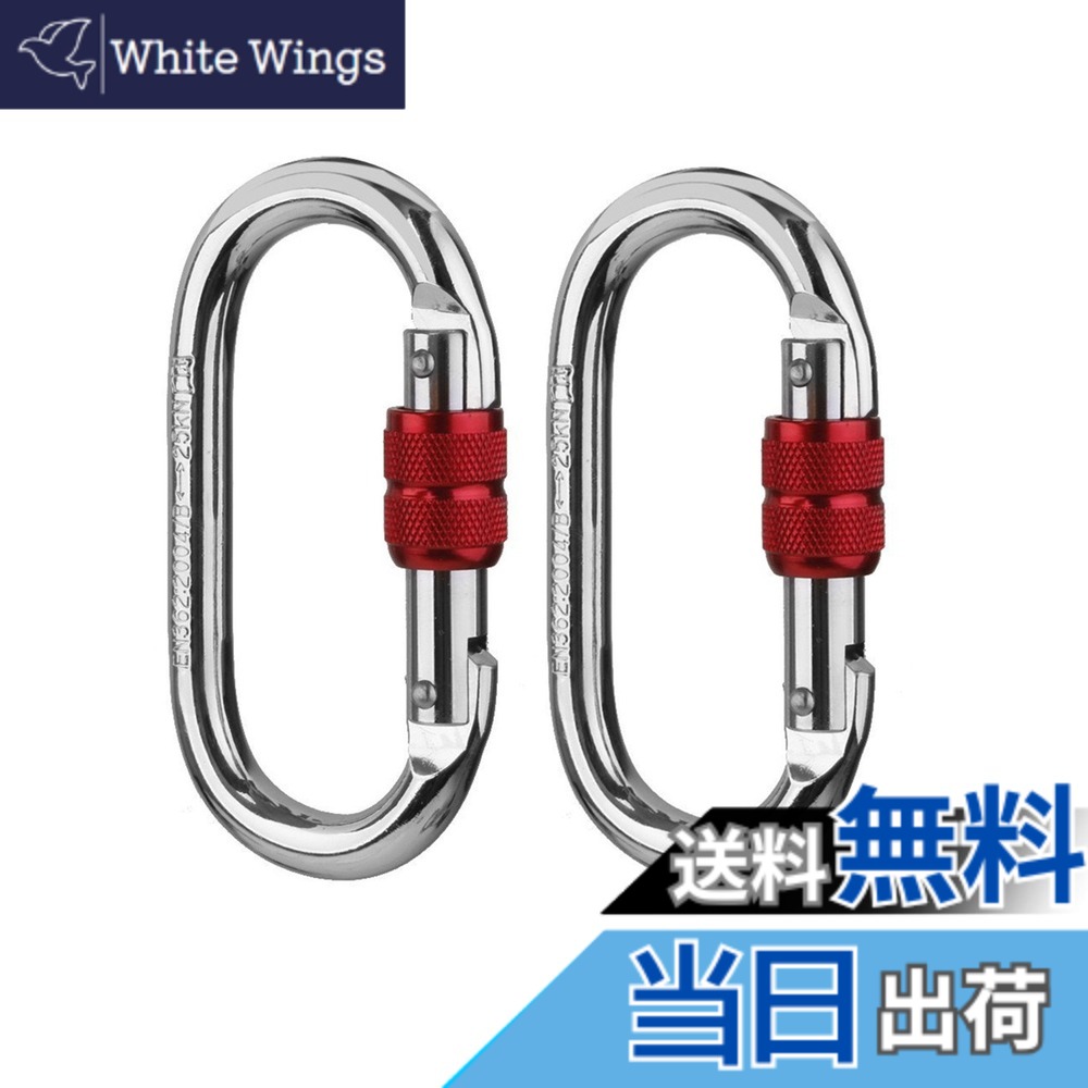 【送料無料】CAMPSTORS 登山用カラビナ 25KN クライミング ハードスチール アルミ レスキュー 登山用具 操作簡単 超軽量 2セット