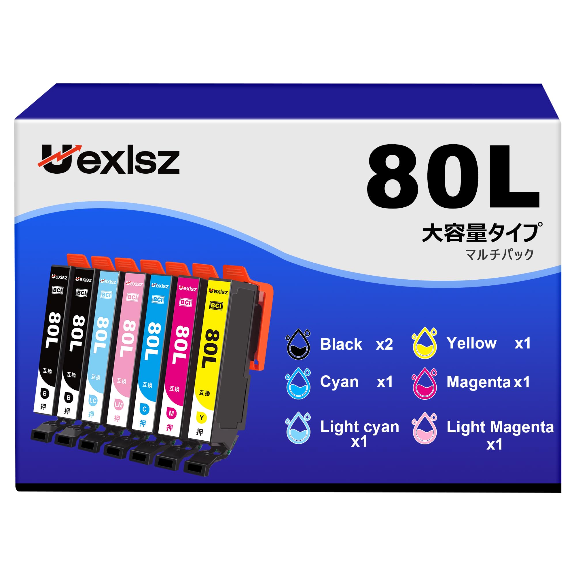 【送料無料】Uexlsz IC6CL80L インク とうもろこし Epson用 インクカートリッジ エプソン 80l エプソン対応 epson インクカートリッジ 80L IC6CL80L + ICBK80L (6本セット+黒1本) 合計7本 とうもろこし 大容量 icbk80l ep707a インク プリンター