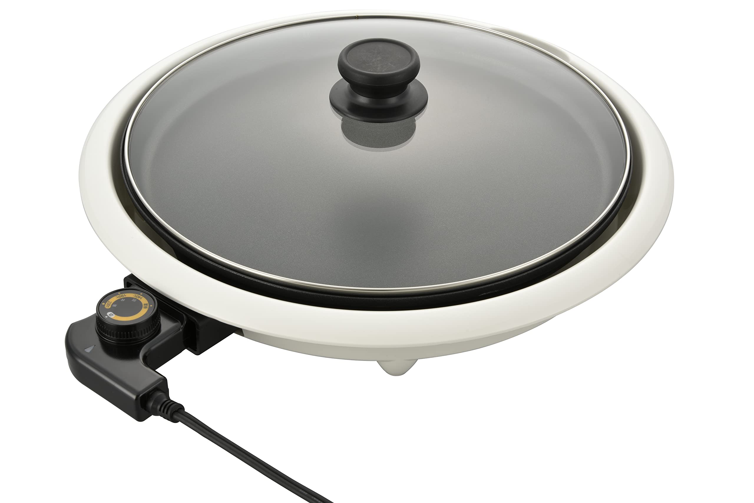 【送料無料】オーム(OHM) 電機 ホットプレート 丸形 フッ素加工 着脱式 お手入れ簡単 温度調節 高温調理 ホワイト COK-YM130A-W 08-3292