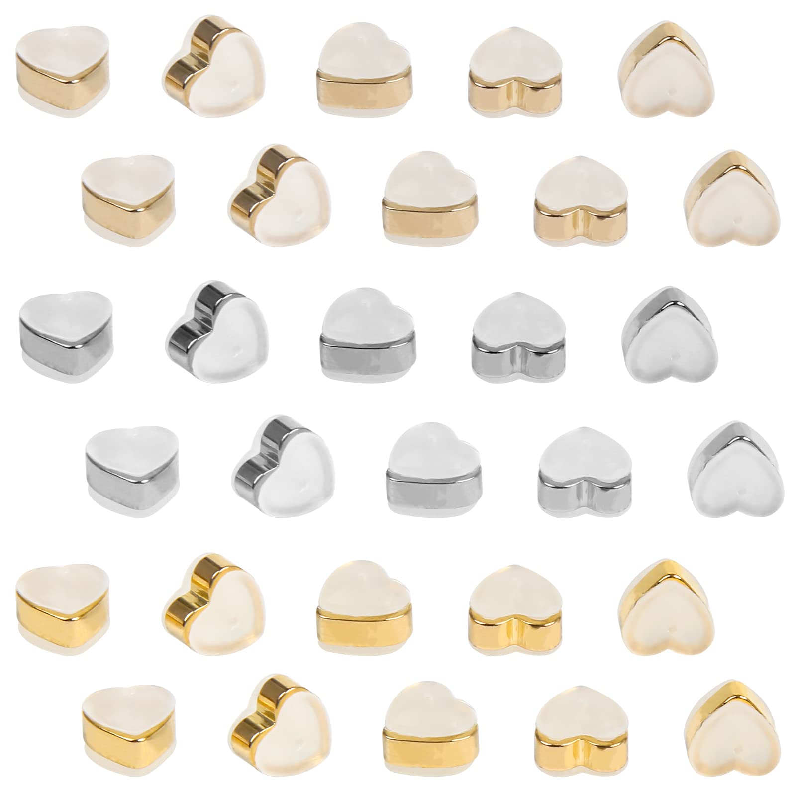 【送料無料】CCINEE ピアス キャッチ シリコン 落ちない 30PCS・ハート形・3色 15ペア アクセサリー パーツ 可愛い おしゃれ レディース