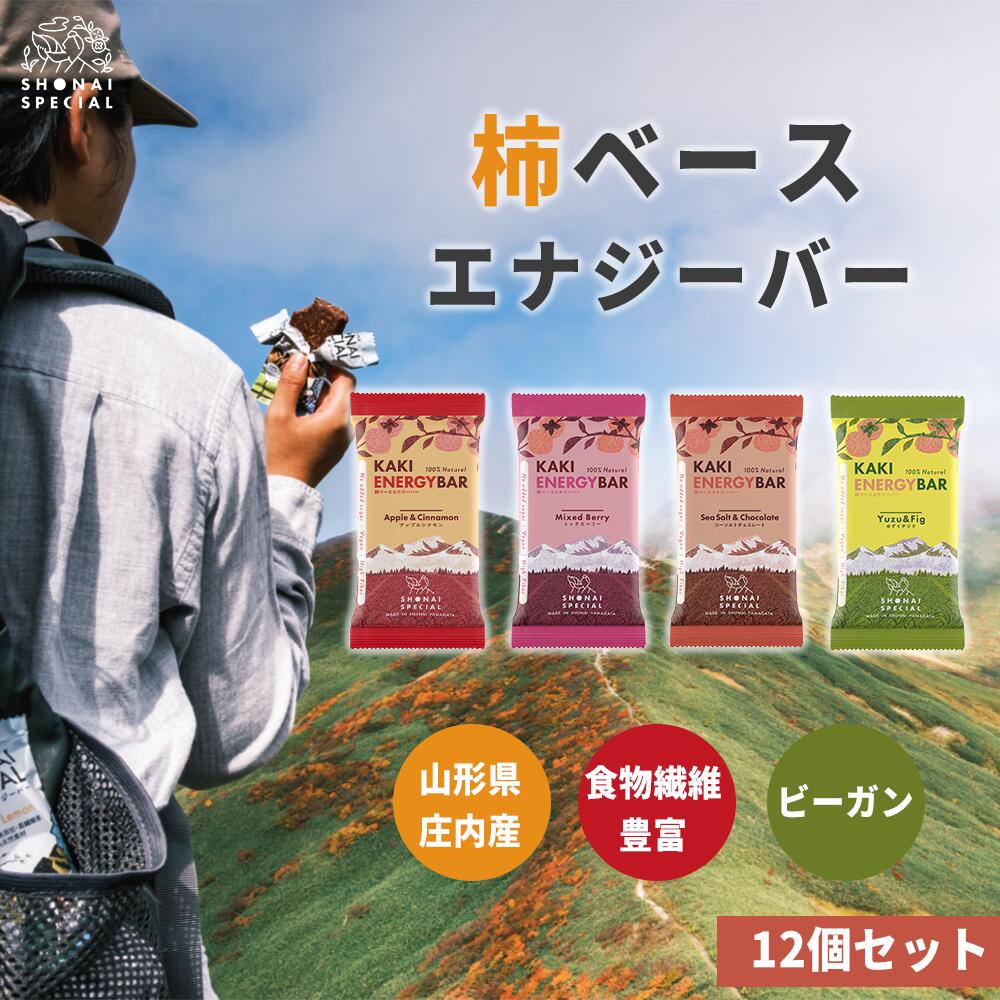 《砂糖 甘味料 香料 着色料 動物性原料 全て 不使用》柿ベース エナジーバー 4種の味から選べる 12個 セット【 エナジーバー パワーバ..