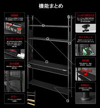 【送料無料・代引き不可】Bauhutteデスクの向こう側ラック(ブラック)BHS-1230F-BK&BHS-1230DR-BK