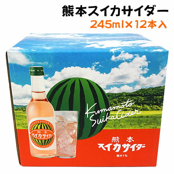 【送料無料】熊本スイカサイダー 245ml×12本入 すいか果汁使用 地サイダー 12瓶 炭酸飲料 ご当地サイダー