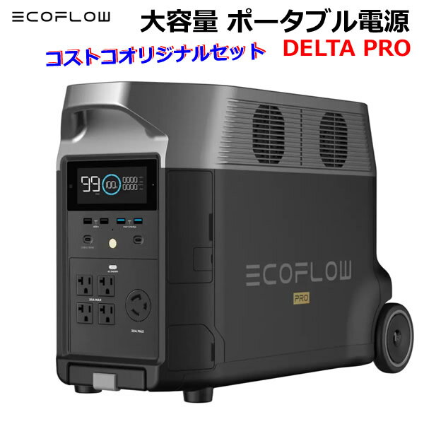 EcoFlow 大容量ポータブル電源 DELTA PRO コストコオリジナルセット エコフロー デルタプロ 災害時 防災 緊急時 非常用 家庭用蓄電池 キャンプ アウトドア コストコ