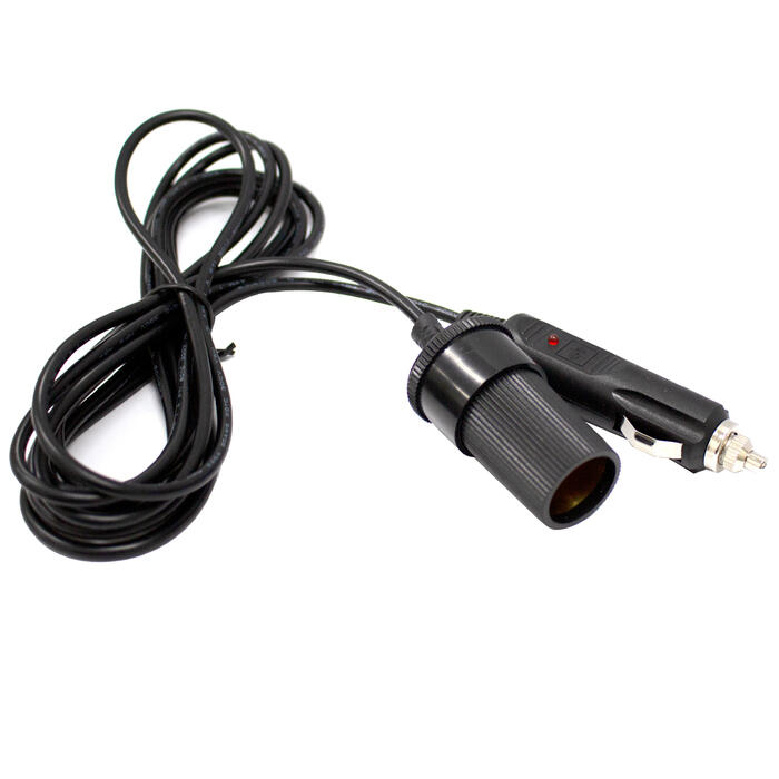 12V/24Vシガーソケット延長コード1m延長ケーブルヒューズ内蔵アウトドアLED指示ライト付き